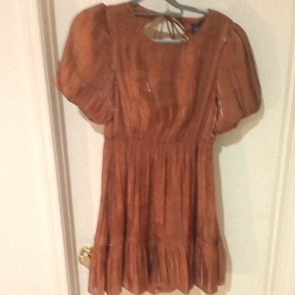 Line & Dot Backless Brown Dress